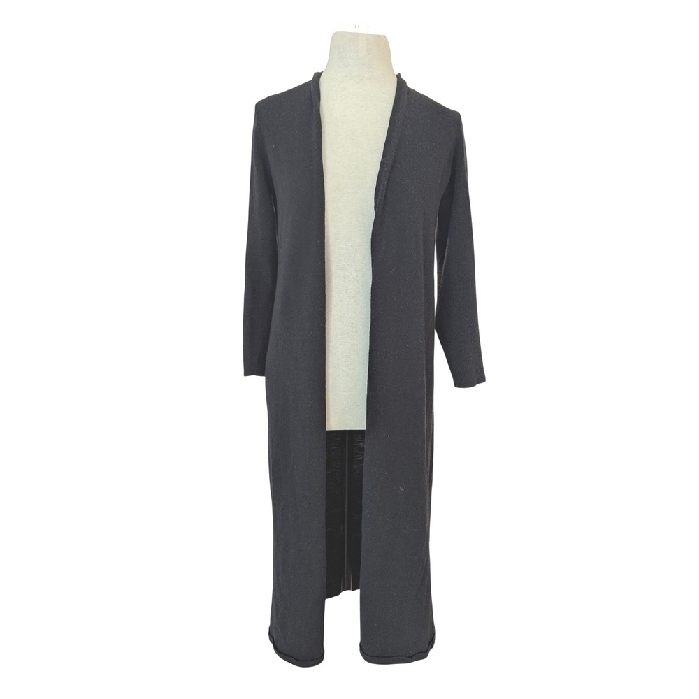 Eileen Fisher Black Italian Yarn Longline Duster Cardigan Sweater‎ Size S/P